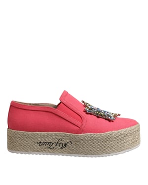 Zapatos Slip-On de Lona Rosa Con Cristales de Twinset