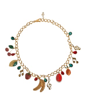 Cinturón de cadena de cintura embellecido con cristales frutales de latón dorado Dolce & Gabbana