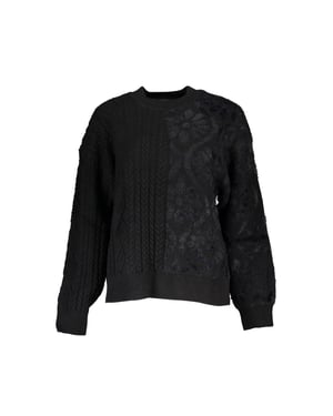 Suéter de mujer de algodón negro con cuello alto Desigual