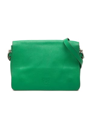 Bandolera de piel de ternera texturizada con anagrama de segunda mano
