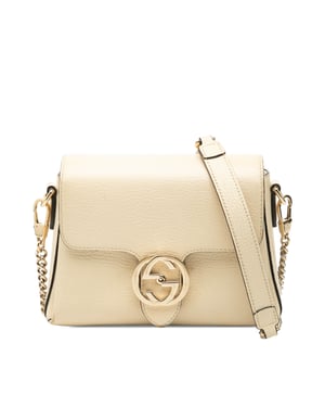 Cartera cruzada de piel de ternera de pequeño dólar de segunda mano con logo intrecciato G