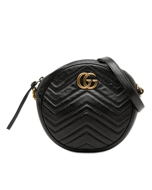 Mini Gg Marmont Matelassé de Cuero de Segunda Mano Bolso Cruzado Redondo