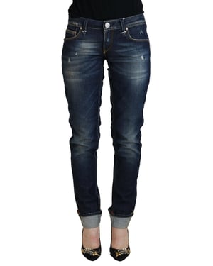 Jeans Ajustados con Detalle Desgastado