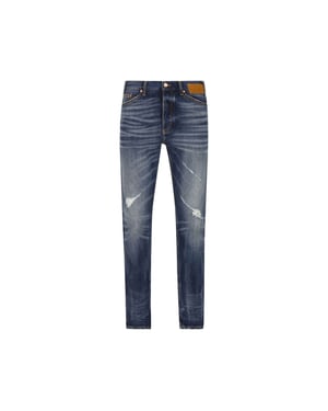 Jeans de algodón azul rectos Palm Angels