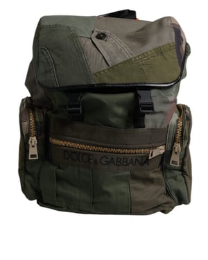 Mochila de viaje de parches en verde militar