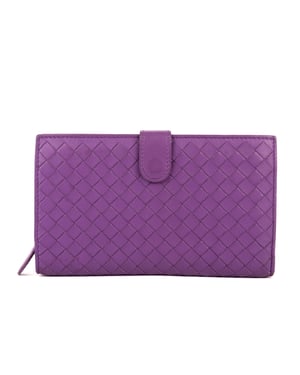 Bottega Veneta Continental Wallet  en Púrpura Cuero de ternero
