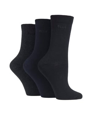 Paquete de 3 calcetines de algodón lisos para mujeres - Ajuste cómodo y transpirable para el uso diario