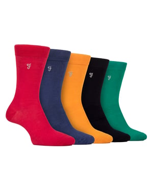 Paquete de 5 calcetines para hombres de bambú con estampado - Suaves, transpirables, elegantes y cómodos para el día a día
