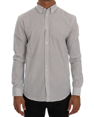 Camisa de algodón de ajuste regular con rayas blancas y azules de Frankie Morello
