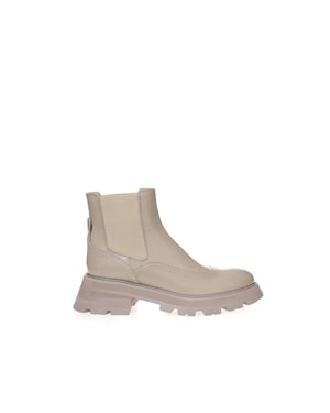 Botas Chelsea de cuero beige Alexander McQueen