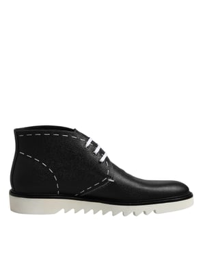Botines de Cuero Negro y Blanco Dolce & Gabbana