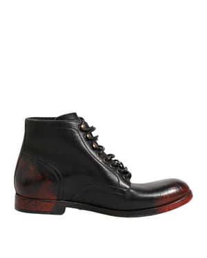 Botines Cortos Negros y Rojos con Cordones de Dolce & Gabbana