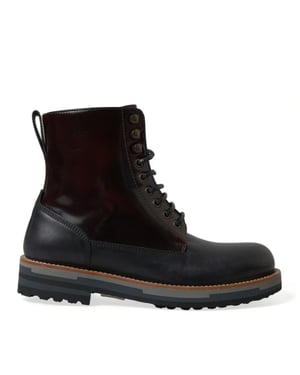 Botas de combate militares de cuero negro Dolce & Gabbana
