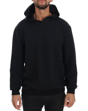 Sudadera con capucha de algodón negra casual de gimnasio Daniele Alessandrini