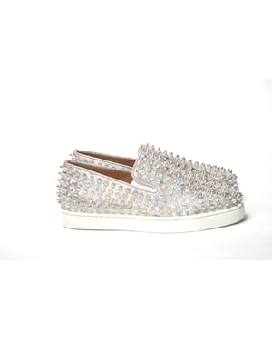 Zapatilla plana mujer Christian Louboutin White Ab/Ruleta Clear Ab Roller Boat