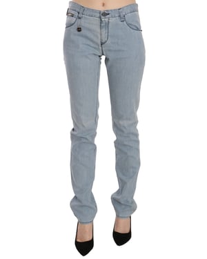 Jeans de mezclilla ajustados de cintura media Light Blue de Costume National