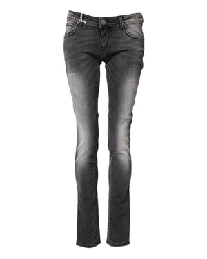Jeans de mezclilla denim ajustados de cintura baja en algodón gris oscuro Acht