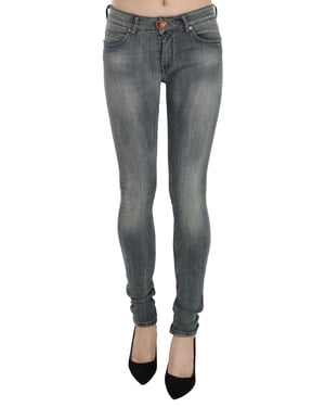 Jeans Casual Ajustados de Mezclilla de Cintura Baja Lavados Azules PLEIN SUD