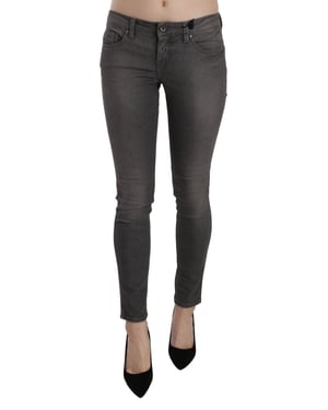 Jeans Skinny de Cintura Baja Lavados en Gris de Costume National