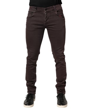 Jeans de hombre de mezclilla ajustados de algodón marrón de media cintura Daniele Alessandrini