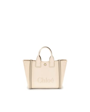 Bolso de mano de algodón beige Chloé
