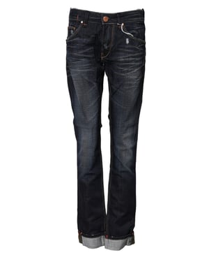 Jeans de mezclilla acampanados de algodón azul lavado de cintura media Acht