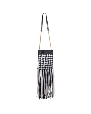 Bolso de hombro de cuero y textil en negro y blanco de Versace