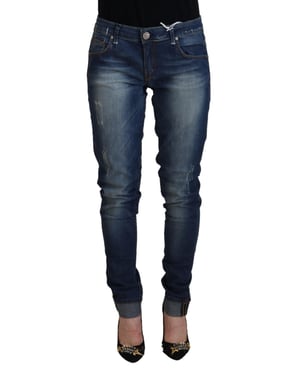 Pantalones vaqueros de mujer de algodón lavado azul Acht, corte slim