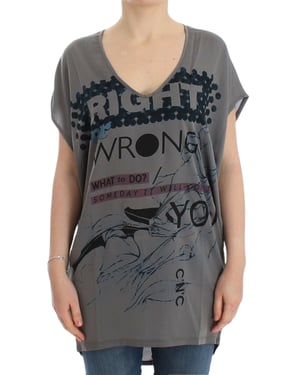 Camiseta larga gris de cuello en V de Costume National