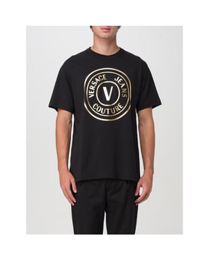 Camiseta de Algodón Negra Versace Jeans