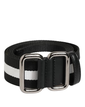Cinturón para hombre Dolce & Gabbana de metal con hebilla y rayas en negro y blanco