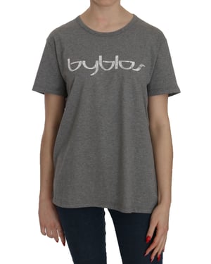 Blusa T-shirt de cuello redondo gris de algodón BYBLOS de manga corta