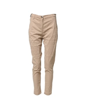 Pantalones Chino Casual Ajustados de Cintura Alta en Lyocell Beige Jacob Cohen