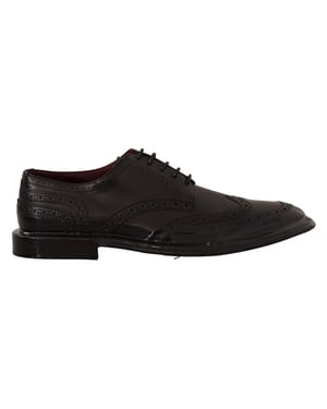 Zapatos Derby formales con punta de ala en piel negra de Dolce & Gabbana