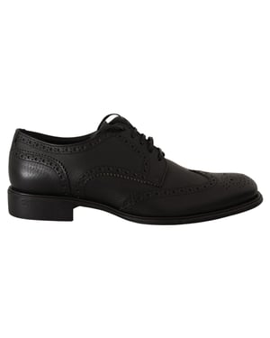 Zapatos de vestir formales Oxford de piel negra Dolce & Gabbana con puntera de alas