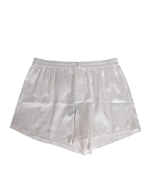 Bañador de hombre boxer corto elástico de seda satinada blanca de Dolce & Gabbana