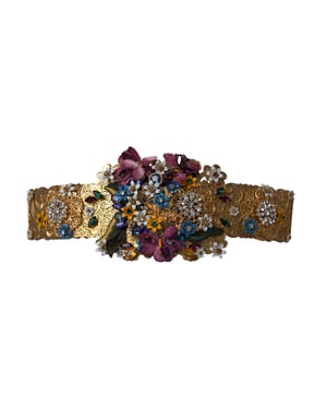 Cinturón Ancho Multicolor con Cristales Florales Embellecidos de Dolce & Gabbana