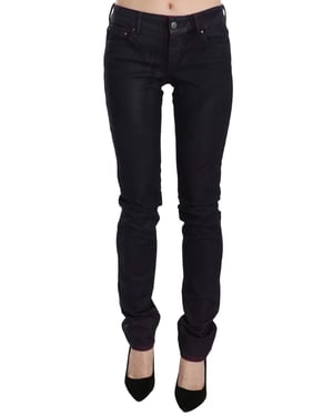 Pantalones de mezclilla ajustados de algodón negro de talle bajo Just Cavalli