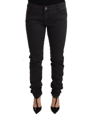 Jeans de mujer PINKO de mezclilla negra de algodón elástico ajustados de talle medio