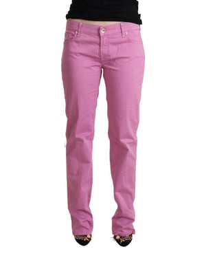 Jeans de mezclilla tapered de algodón rosa de tiro bajo Jacob Cohen
