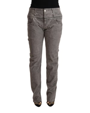 Pantalones de Algodón Gris Acht de Tiro Alto y Corte Recto