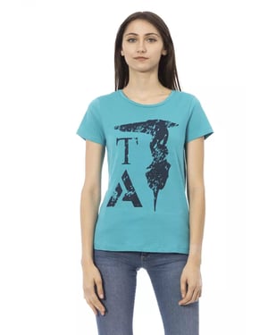 Camiseta de algodón Trussardi Action Light Blue para mujer