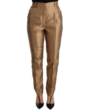 Pantalones de Seda Dorados Dolce Gabbana