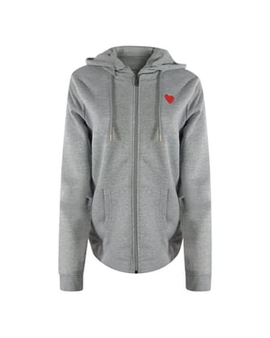 Sudadera Con Capucha Y Cremallera Gris Con Logo De Corazón Rojo Pequeño De Love Moschino