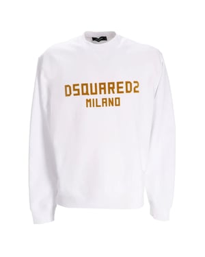 Sudadera Blanca De Corte Moderno Con El Logotipo De Milano De Dsquared2
