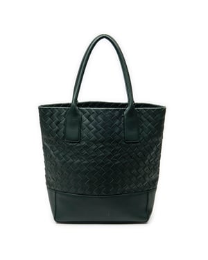 Bottega Veneta Vertical Tote  en Verde Cuero de ternero