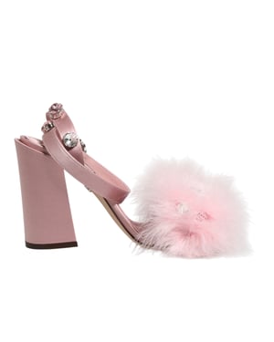 Zapatos de tacón con tira al tobillo de lentejuelas rosas Dolce & Gabbana