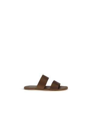 Sandalias Planas de Seda Marrón Pedro García