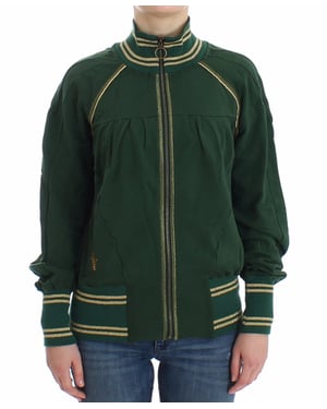 Chaqueta Suéter Sudadera con Cremallera Simulada Verde John Galliano