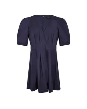 Camisa de mujer Ted Baker con cuello en V Md Ld99 en azul marino